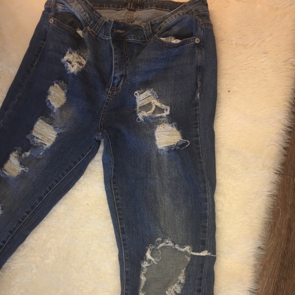 Forever 21 Distressed Blue Jeans - Picture 3 of 5
